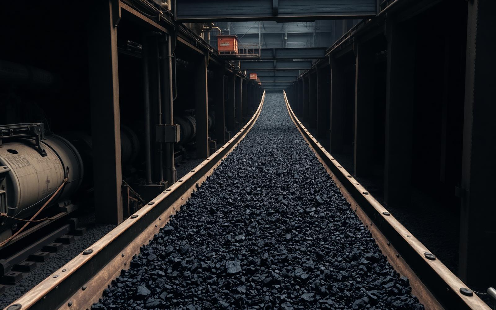 Conveyor of thermal coal at an industrial handling facility